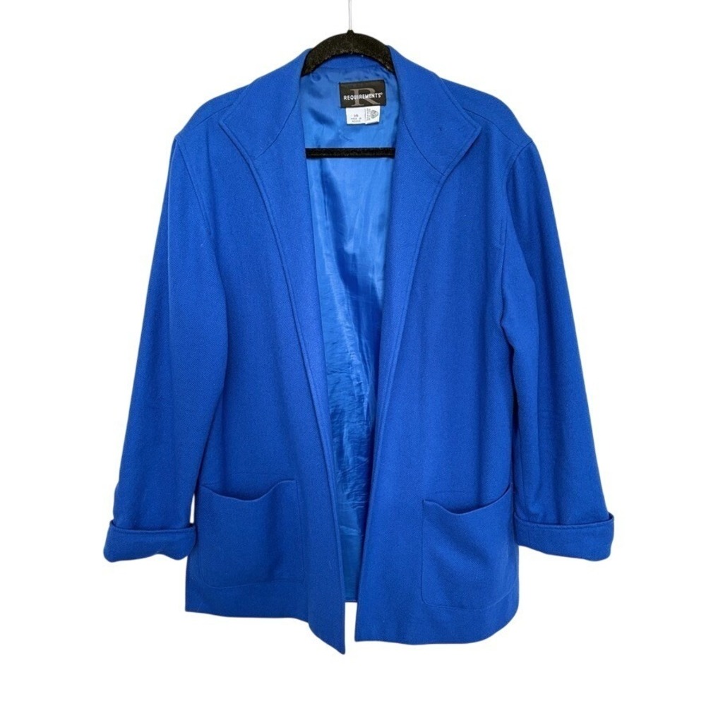 Vtg Sag Harbor Woman's Cobalt Blue New Wool Blazer Jacket Size 14 Lined Career